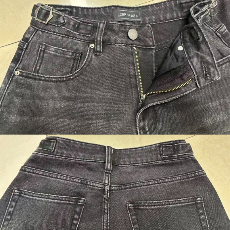 Women's Retro Vintage Classic Wide - Leg Jeans - Breathable Soft Fabric Casual Denim Pants-047A