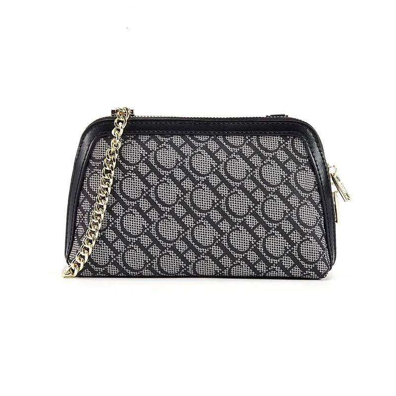 CH Letter Printed Light Suede Leather Chain Shoulder Bag Fashion Retro Crossbody Designer