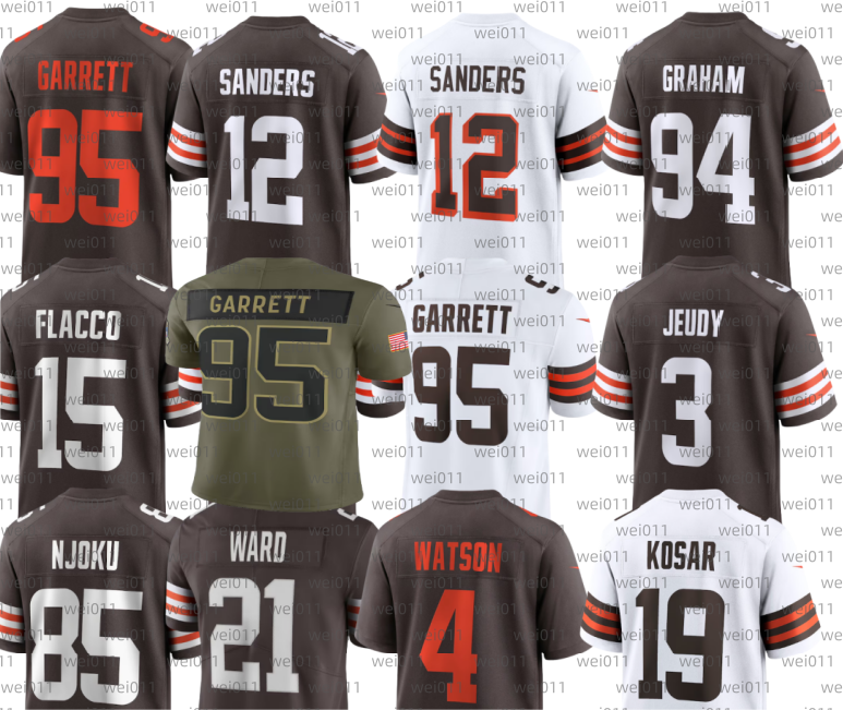 Jim Brown Bernie Kosar Joe Thomas Dillon Gabriel Quinshon Judkins Jerry Jeudy Myles Garrett Shedeur Sanders Harold Fannin Jr Jerome Ford Devin Bush Football Jersey