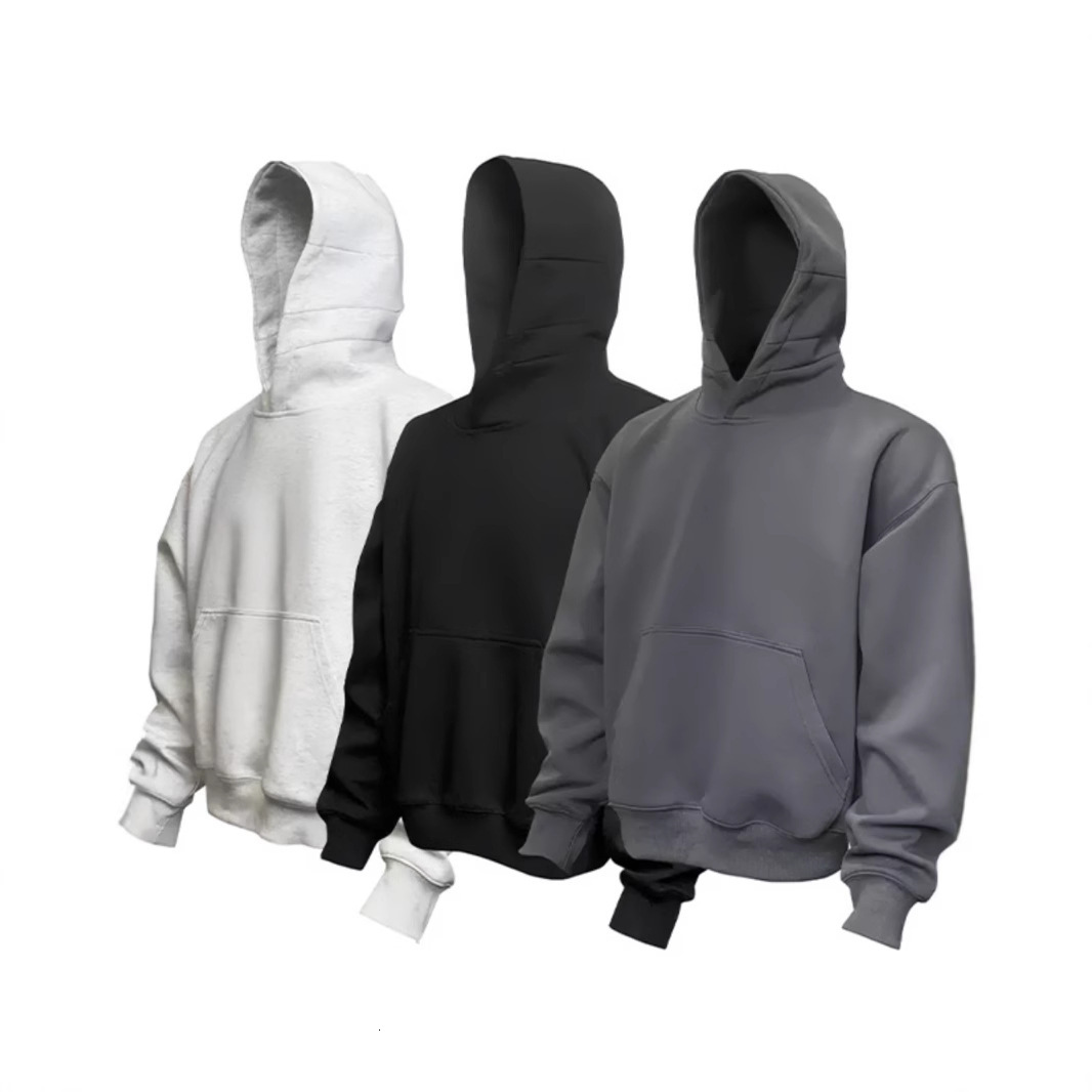 Black Short Boxy Sweatshirt Men Hooded Autumn Designer Hoodie Winter Cleanfit American Designer Shirt Heavyweight Stiff Jacket Hoodie