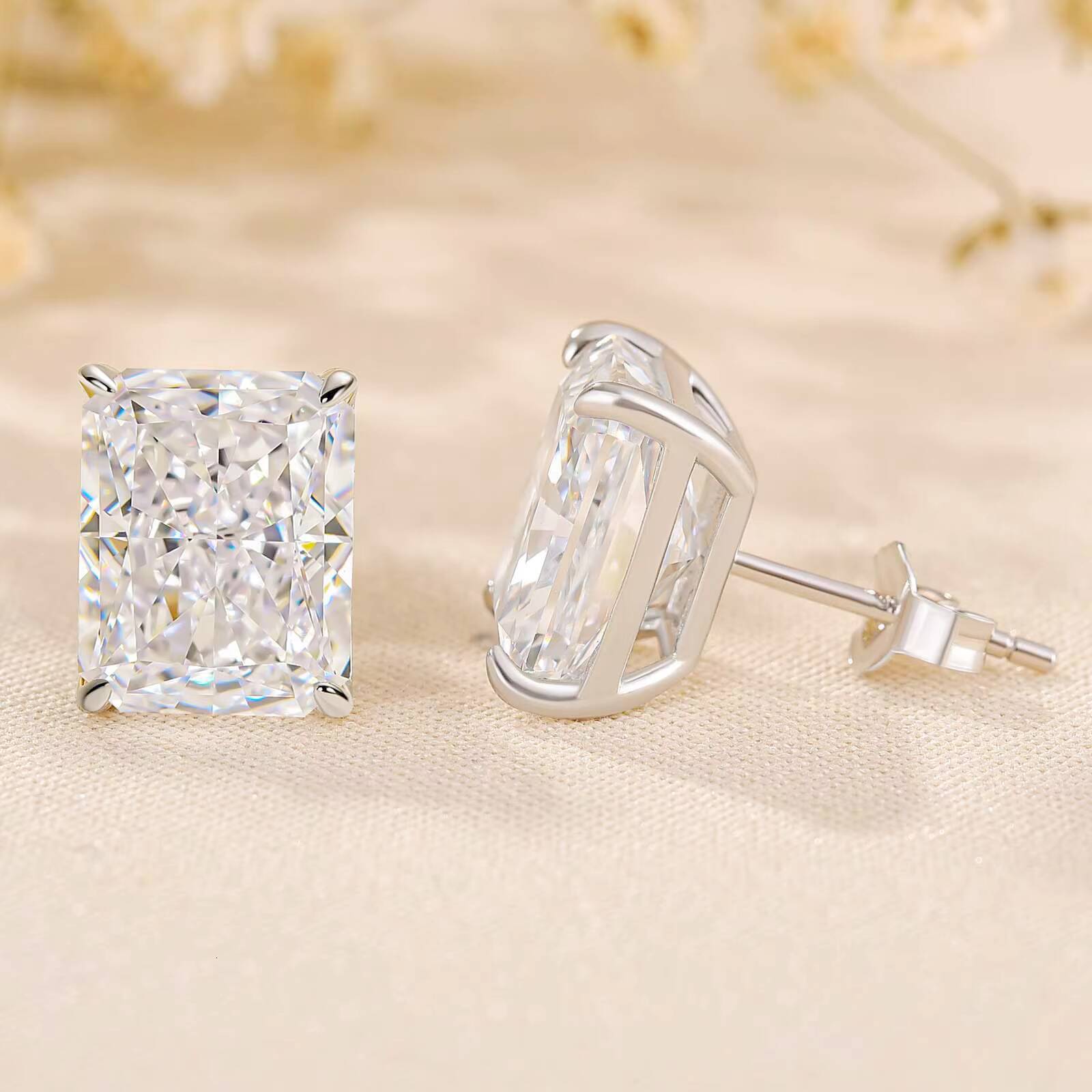Elisa Ear Stud GIA IGI Certified Radiant Cut CVD Lab Grown Diamond Fine Jewelry Earring Hoop 10K 14K 18K Gold for Men Women