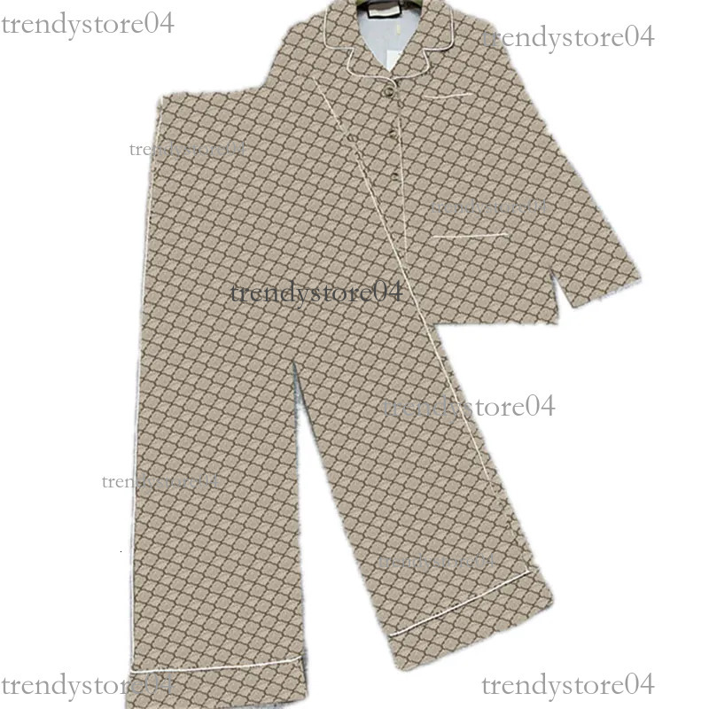 Letter Women Sleepwear Night Shirt Trousers Designer Long Sleeve Pajamas Tops Pants Set Spring Autumn Simulated Silk Cozy Homewear Pyjamas