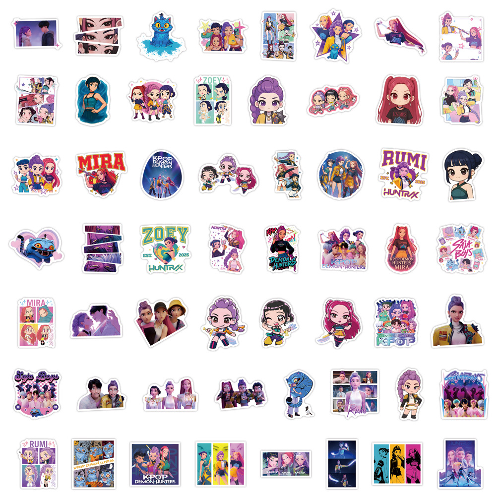 50-500pcs Kpop Demon Hunters Stickers for Water Bottle Waterproof Stickers for Laptop Skateboard Phone Guitar Travel Case Bike Notebook Helmet Sticker