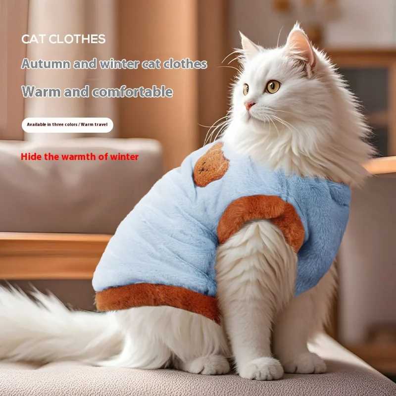 Winter Cat Apparel Plush Thermal Coat with Cute Embroidery Thickened Warm Clothing for Small Dogs Cozy Pet Outfit C251009