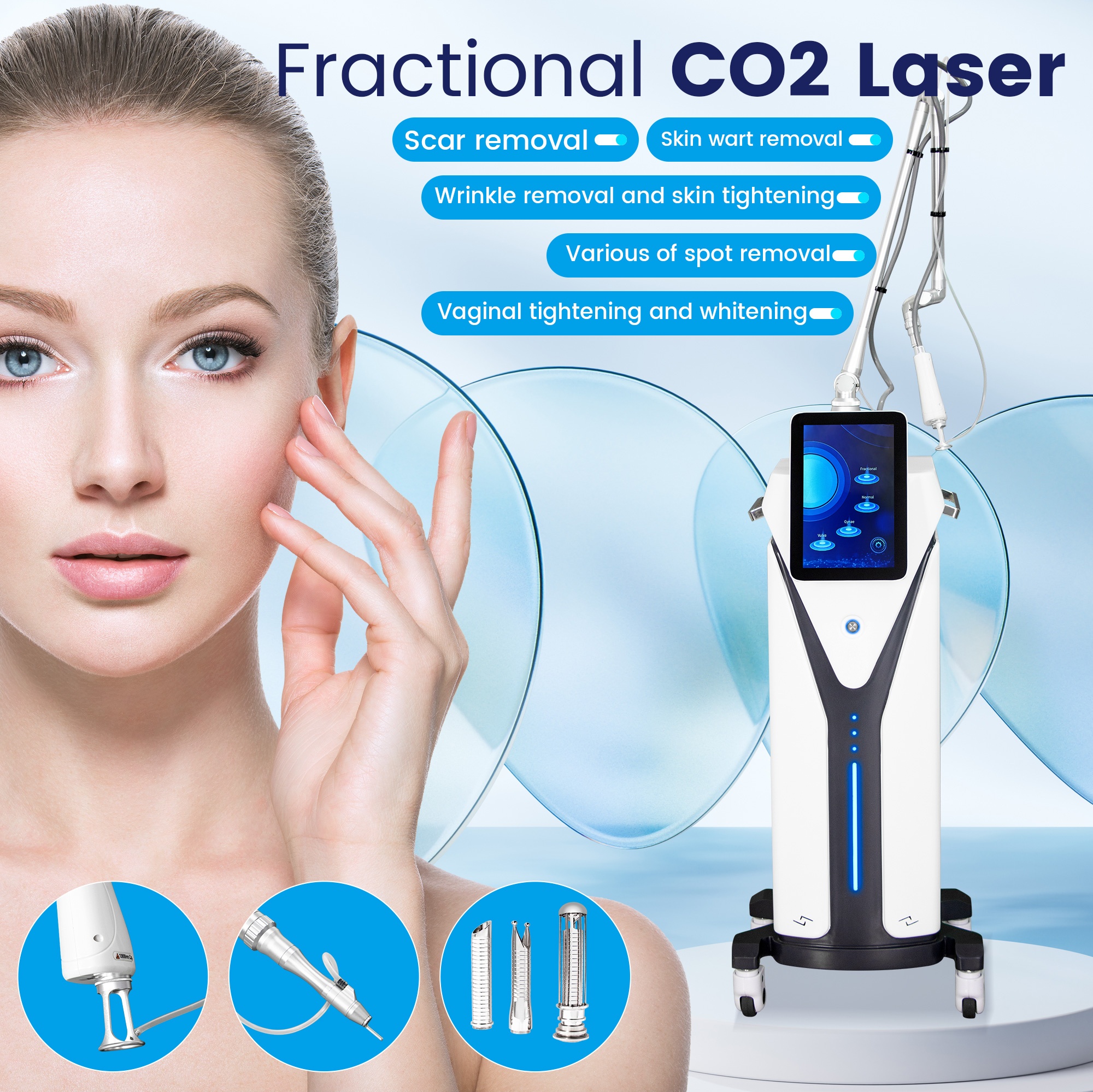 CO2 Fractional Laser Therapy Machine Acne Scar Removal Skin Tightening Stretch Mark Reduction Vaginal Rejuvenation Wrinkle Removal Device For Aestheti