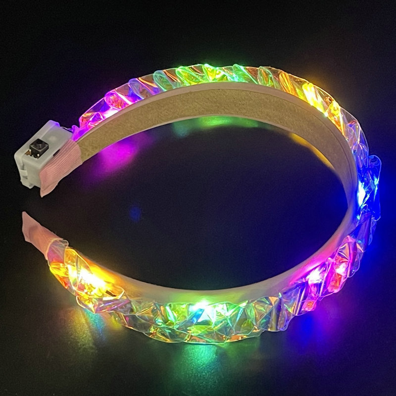 Happy 50th Birthday Headband Handmade LED Luminous Laser Birthday Crown 50th Female Party Decoration Prop241114
