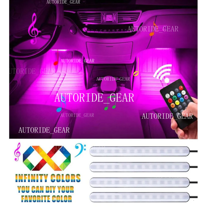 LED Strip 4Pcs Utor28 48 Leds Multicolor Interior Light With Sound Active Function Wireless Remote Control Car Charger20195243605