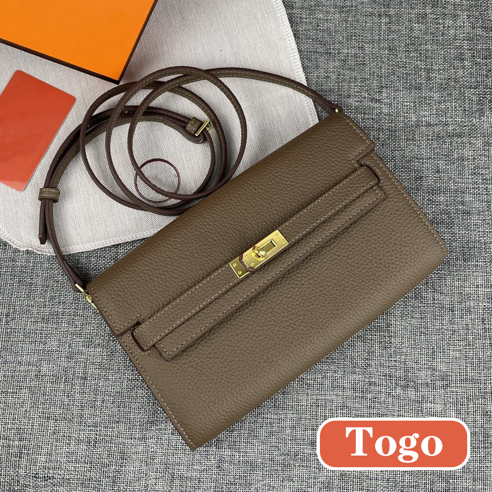 Designer Wallet Cross Body Bags Brown Purse Genuine Leather Gold or Silver Buckle Clutch Bag with Strap Purses Luxury Wallets Designer Crossbody Bags Women