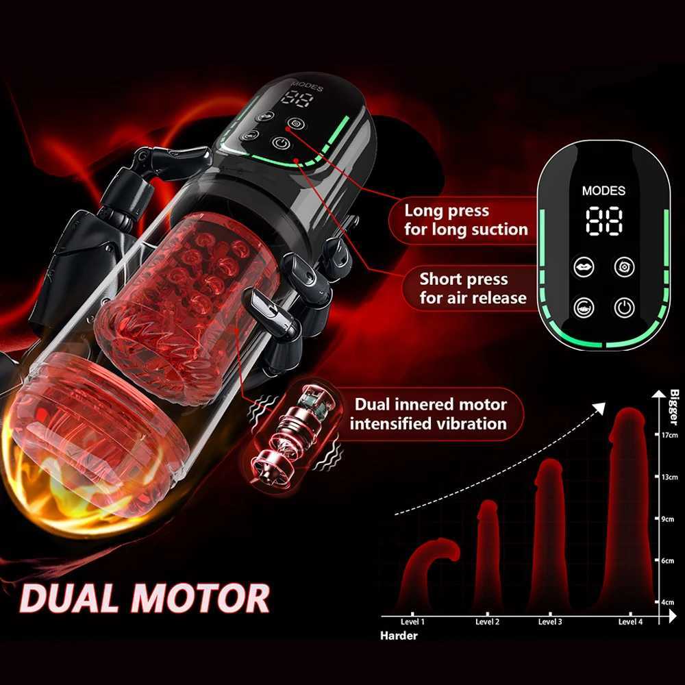 Automatic male Masturbator Pocket Cat 7 push Rotary vibration Suck Lick Stroking vacuum pump and LCD Screen Penis pump Adult toyXJ251009