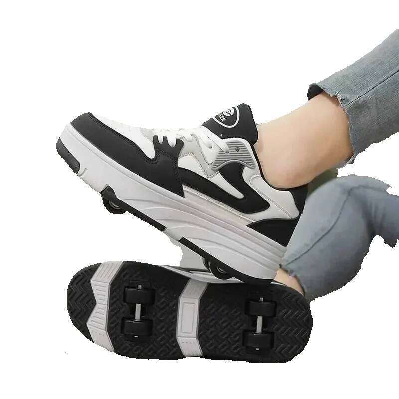 New Four Wheel Womens and Girls PU Leather Roller Fashion Boys Sports Shoes Breathable Childrens Skateboarding Size 30-40 W250225 J250625