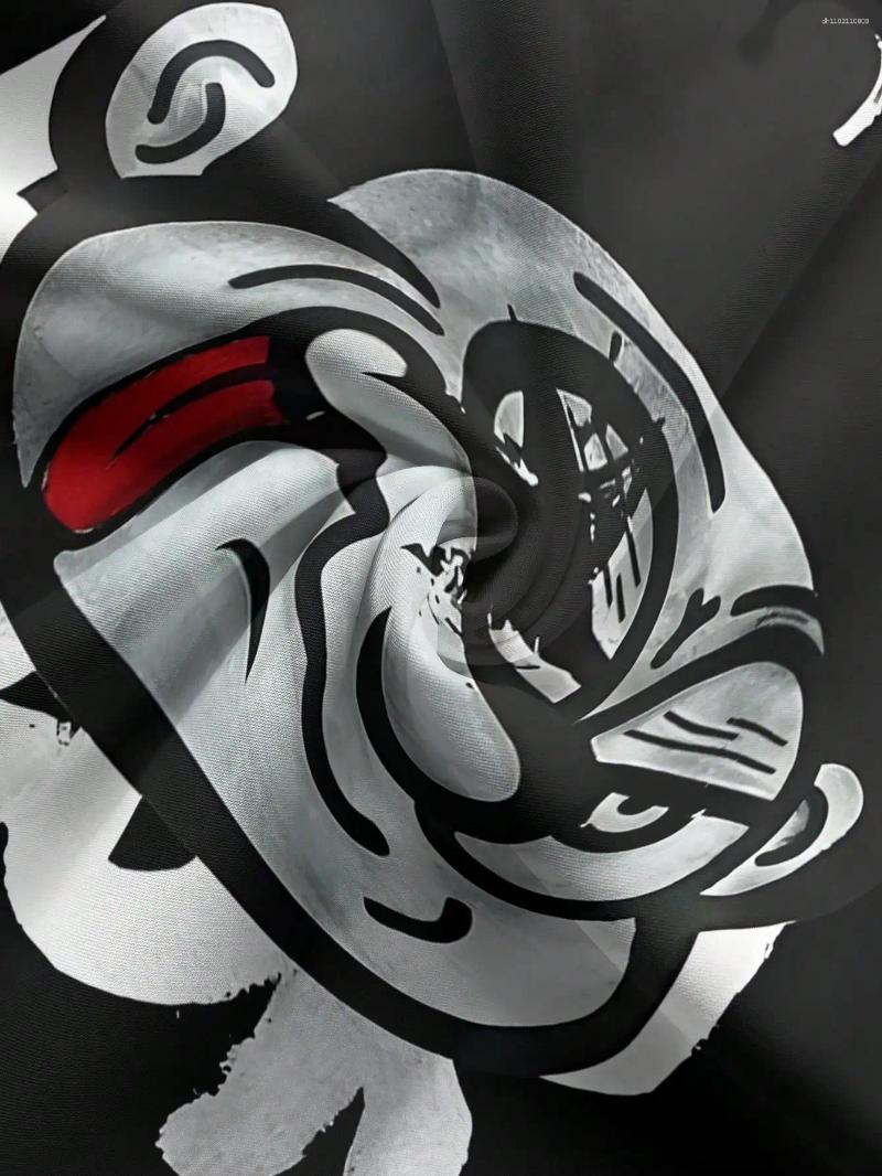 Men's Hoodies Cartoon 3D Print Hoodie Men Vintage Loose Pullover Kangaroo Pocket Streetwear Black For Autumn Winter