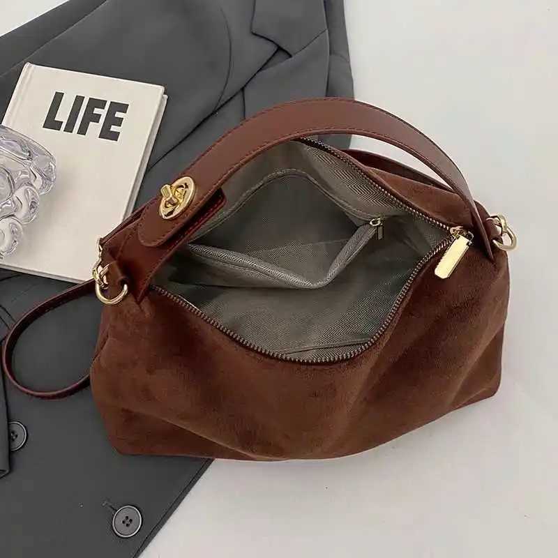 Vintage Suede Wens Crossbody Bags Autumn Winter New Fi Allmahed Cmute e Shoder Bag Versatile Small Handbag D251009