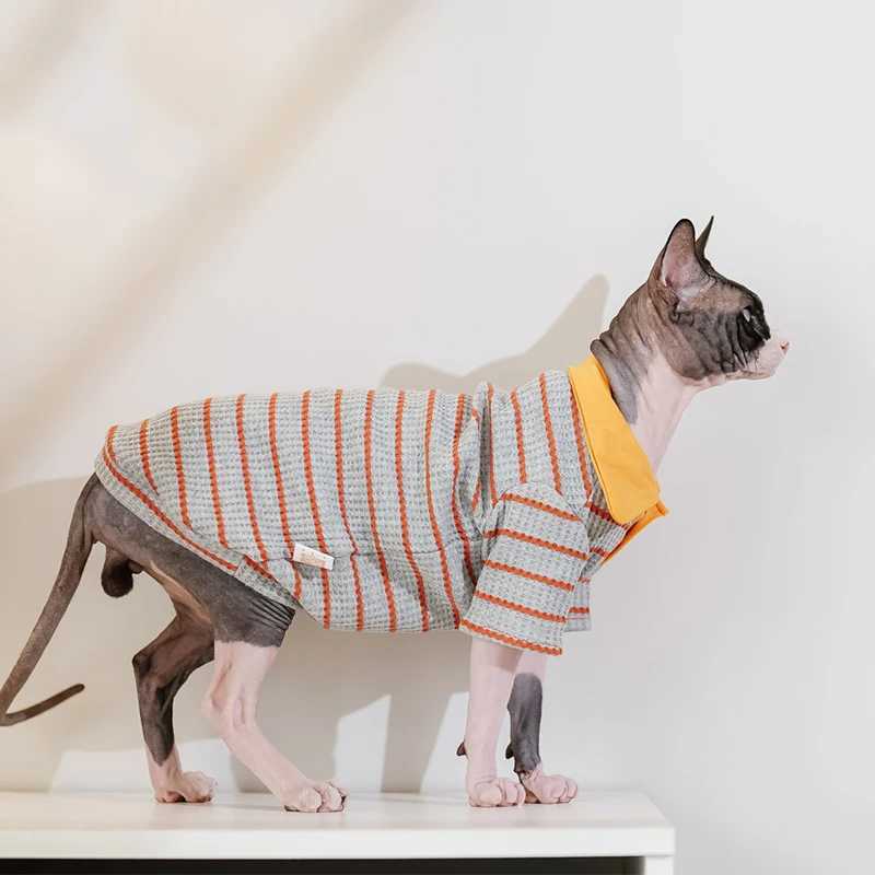 Sphynx Cat Clothes Striped Tshirt Hoodies For Sphinx Hairless Cat Devon Rex Costumes Autumn Winter Clothing For Cats Dogs C251009