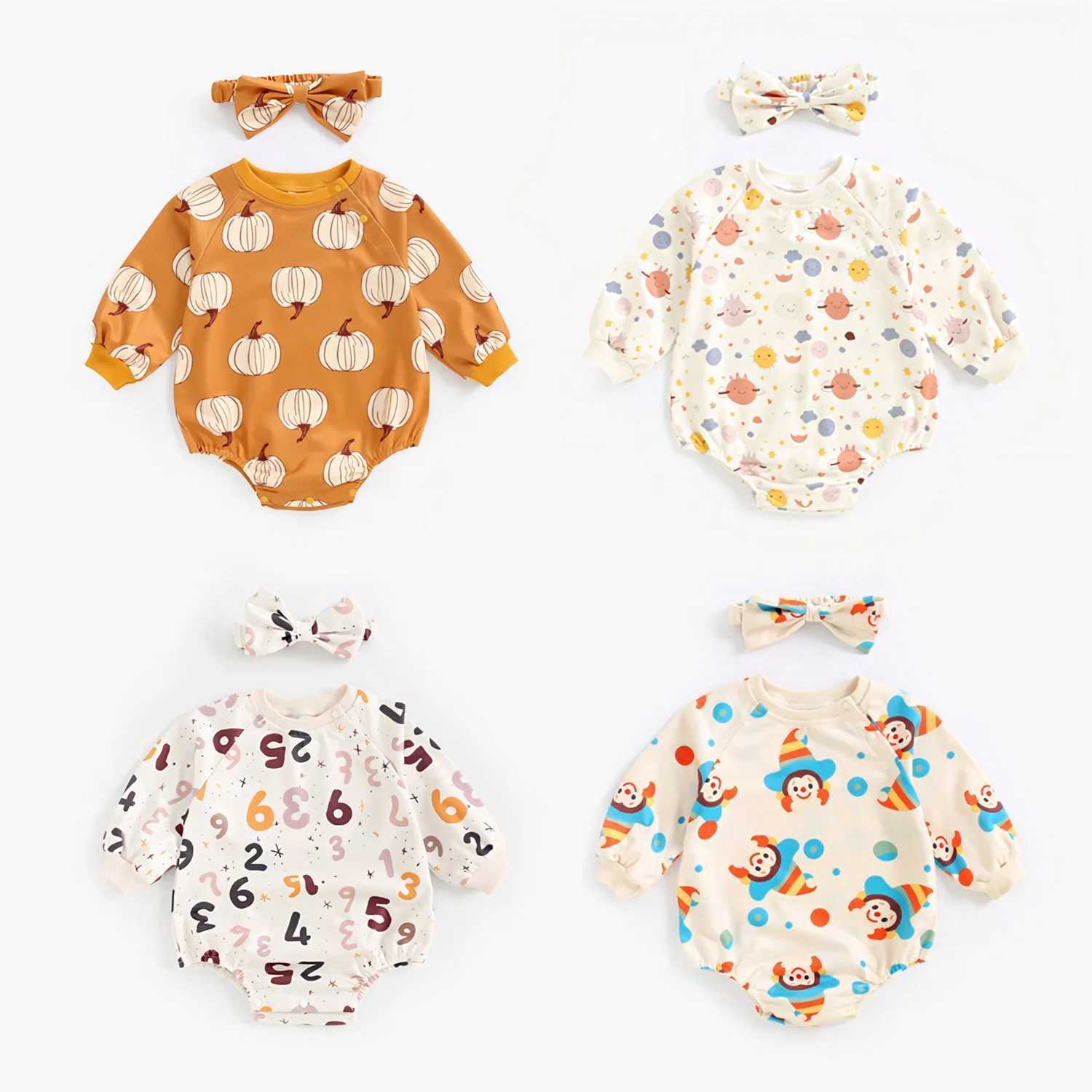 Sanlutoz Long Sleeve Baby Bodysuits Autumn Halloween Infants Clothing with Headband Cute C251009