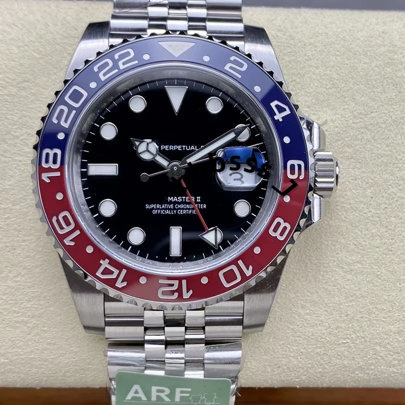 Super quality 40mm ARF factory 904 steel GMT watch equipped with ETA 3285 movement mechanical dial Pepsi bezel