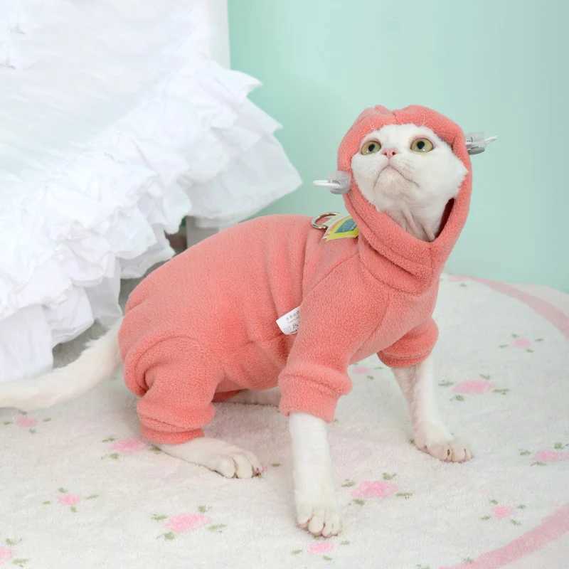 New Cat Clothes with Hooded Winter Warm Sports Outfit Sphynx Cat Hoodies Pullover Sphinx Fleece Clothes Cat Supplies C251009
