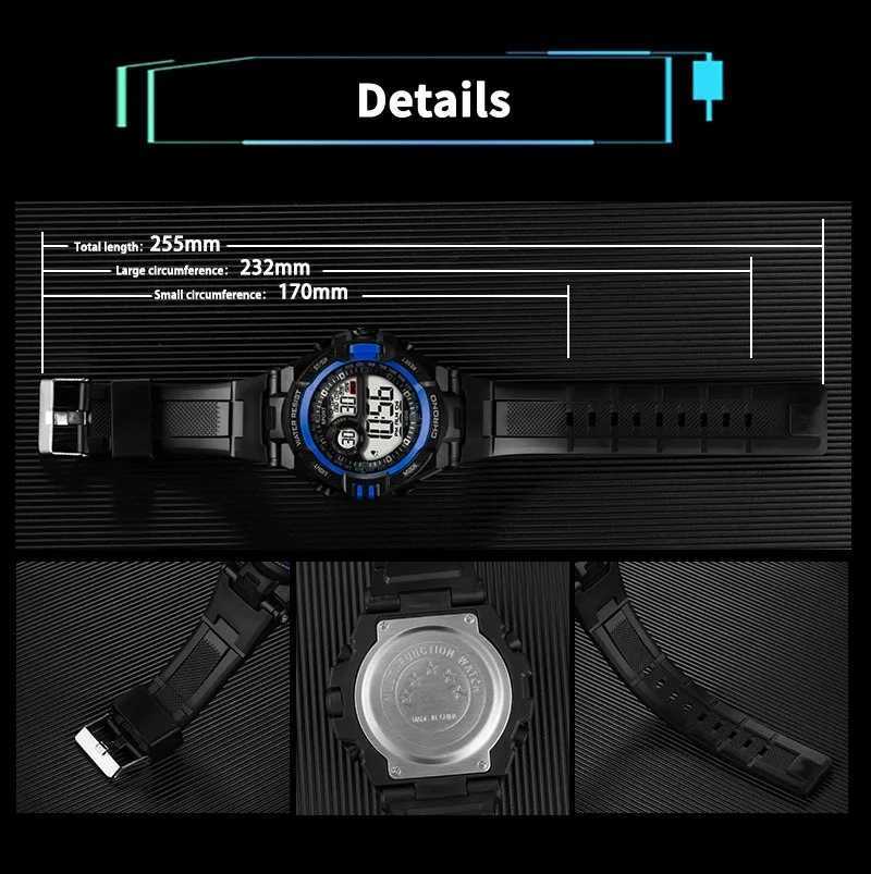Waterproof Sports Watch Luxury Electronic Watch for Men LED Alarm Clock Military Digital Wristwatch for man Boys Student Teen X251009