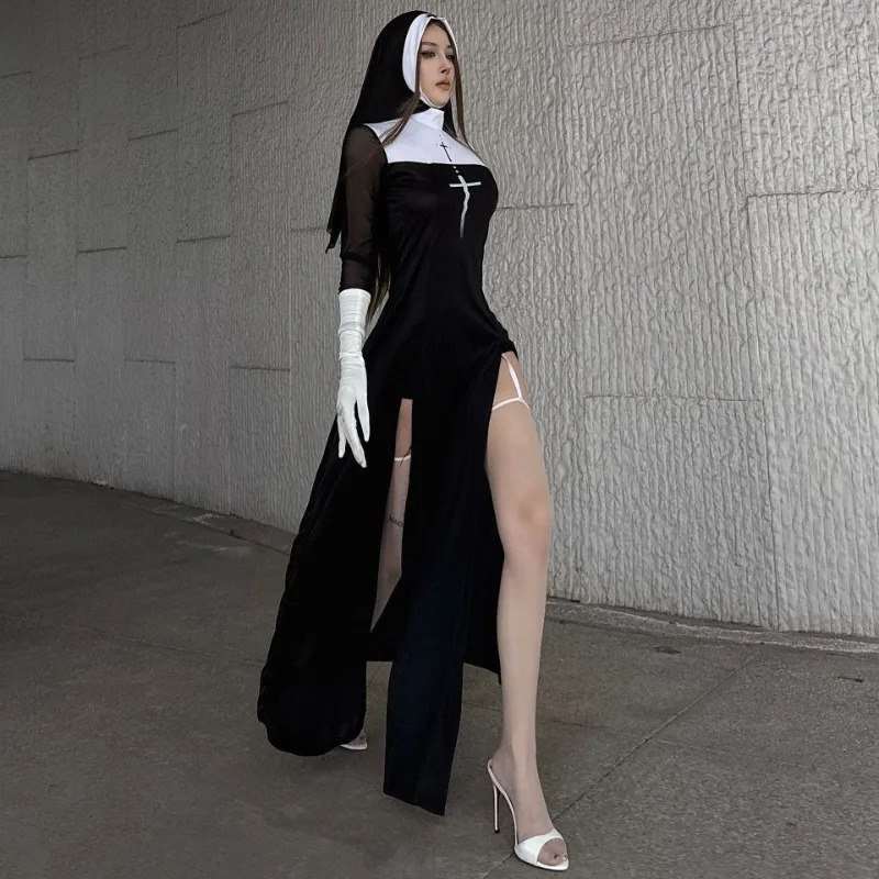 Cute Women Anime Nun Costume Cosplay Shows Outfit Sexy Ladies Halloween Performance Fancy Dress Up Sister Cos Uniform251008