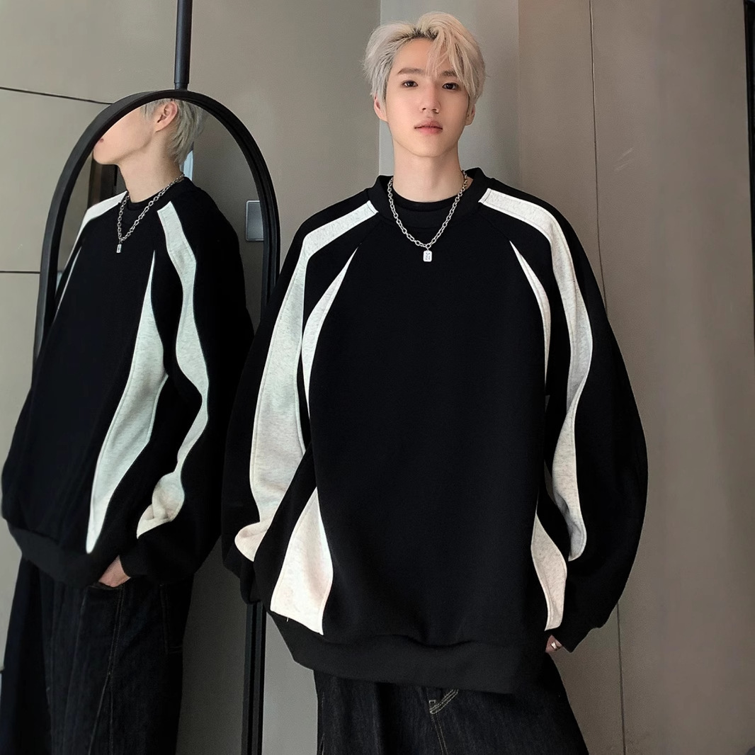 American Style Designer Hoodie Striped Patchwork Sweatshirt For Men Autumn Winter New Designer Shirt Heavyweight Trendy Fleece Lined Loose Casual Jacket