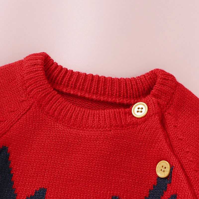 Red Christmas Knit Newborn Baby Unisex Rompers Full Sleeves Infant Boys Girls Reindeer Jumpsuits Playsuits Outfits C251009