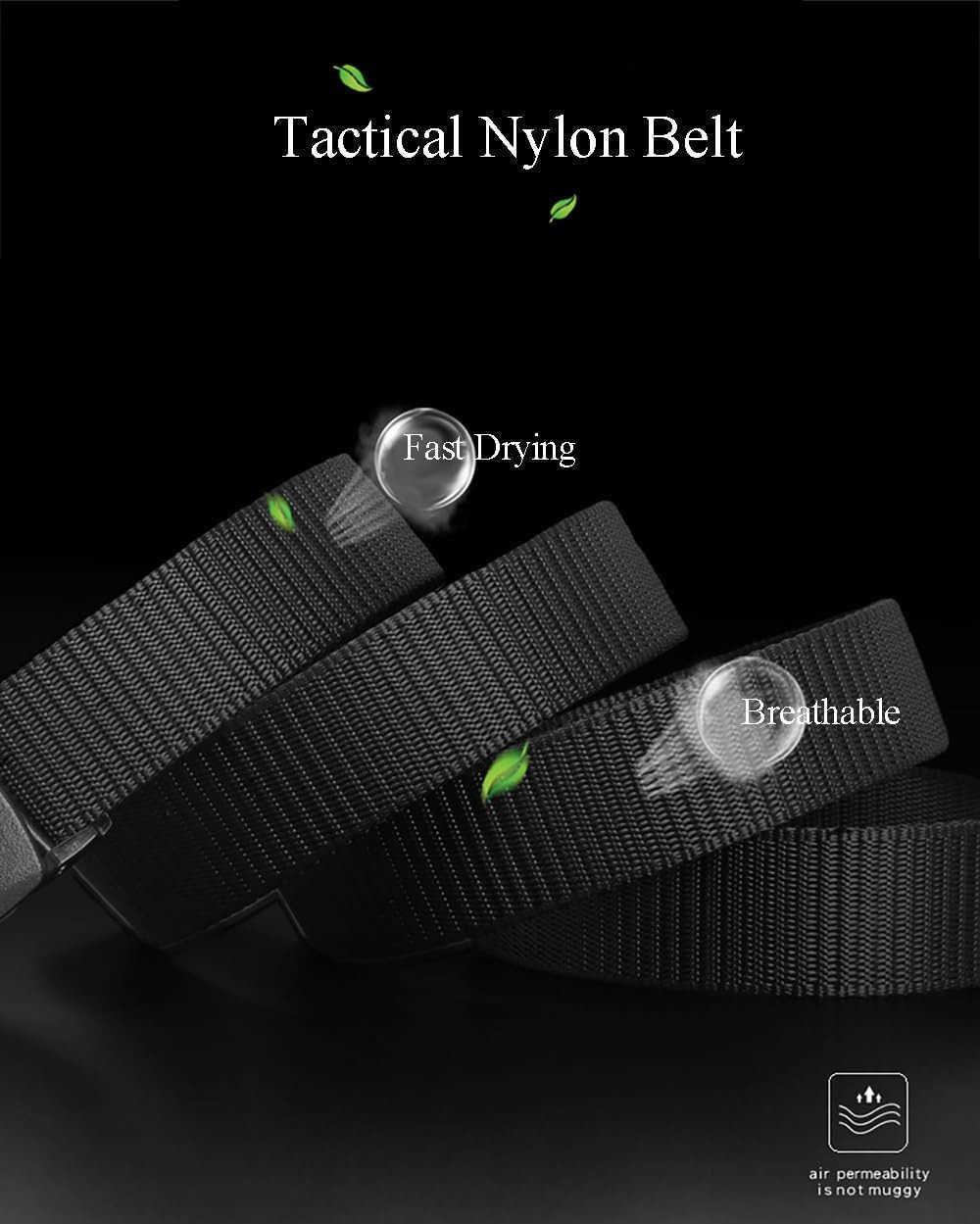 Tactical Nylon Belts for Men Work Belt AdjustabLE Slide Plastic Web Canvas Belt for Outdoor Airport friendly W251009