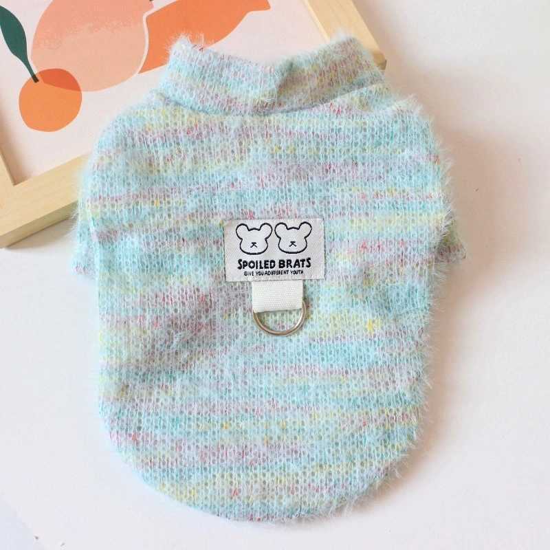 Pink Rainbow Clothing for Cats Short Sleeve Warm Pet Dog Sweaters Knitting Coat New Year Small Medium Puppy Autumn Sweatshirts C251009