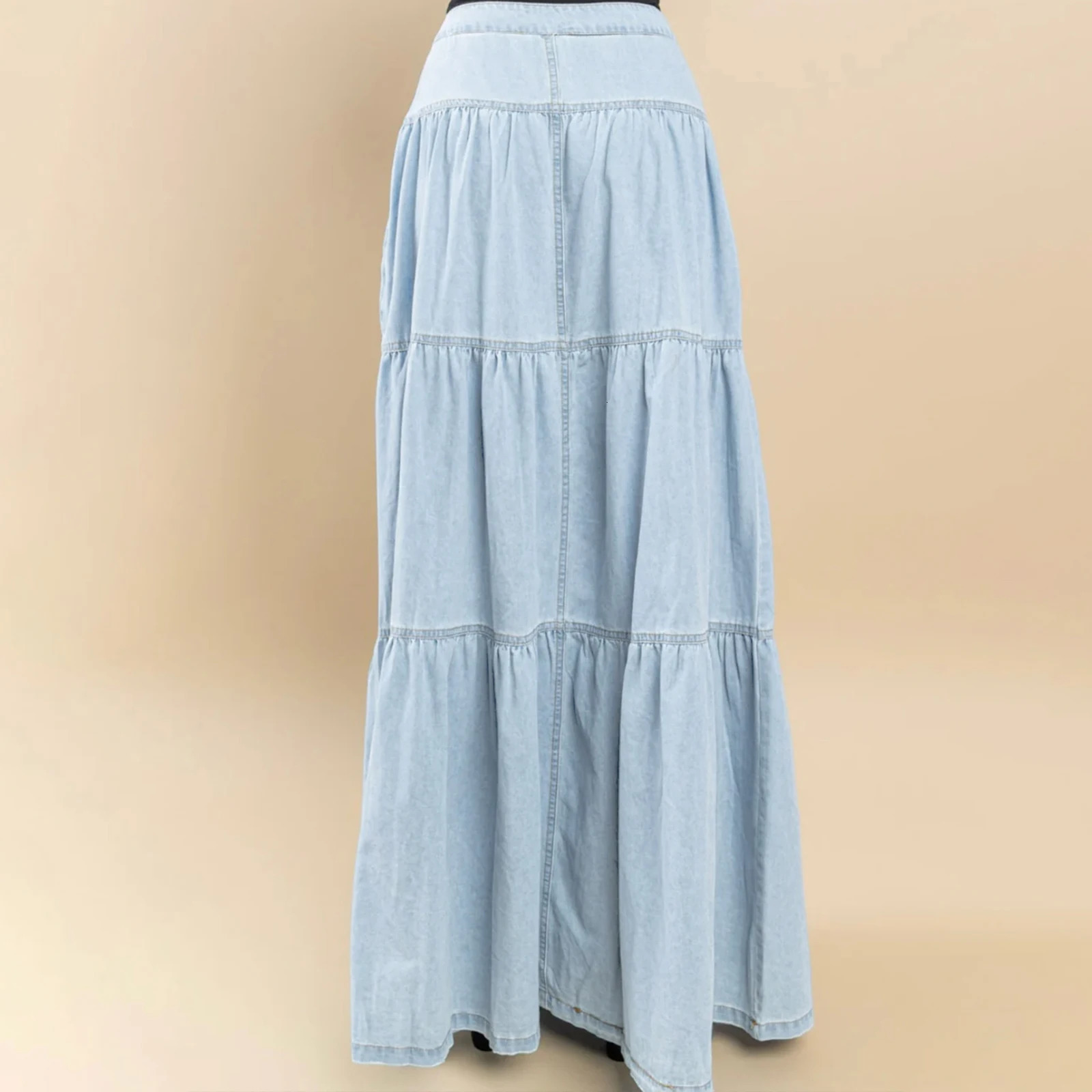2025 Fashion Womens Denim Long Skirt Stylish Solid High Waist ALine Jean for Summer Spring 250922