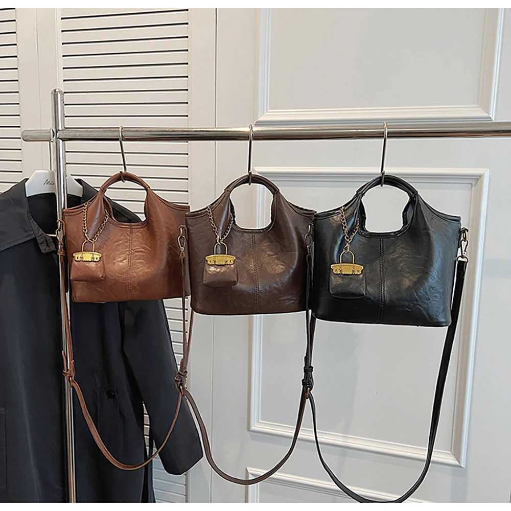 Wen Vintage Coffee Top Handle Bag 2025 New Autumn Winter Minimalist Single Shoder Crossbody Bag Casual Cposite 1 Bags1 D251009