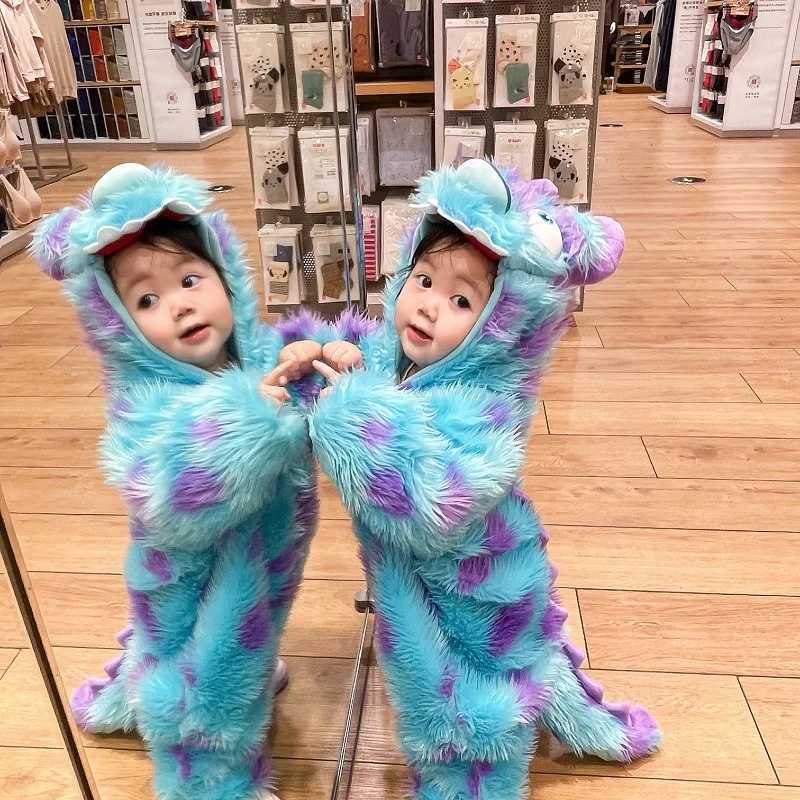 Cute Sully Monster Costume For Kids Halloween Kawaii Outfit Baby Boy Girl Winter Cosplay Clothes Warm Soft Romper Blue Suit C251009