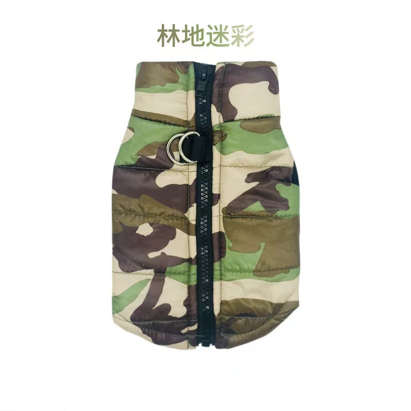 K3162 Thickened cotton coat for large dogs, autumn and winter windproof and warm pet clothes with leash holes, outdoor sports cold-proof clothing