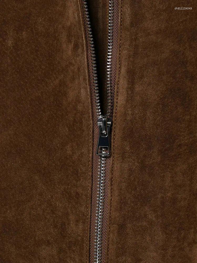 Women's Jackets 2025 Autumn Vintage Women Short Jacket Lapel Long Sleeve Zippers Female Outwear Elegant Lady Streetwear