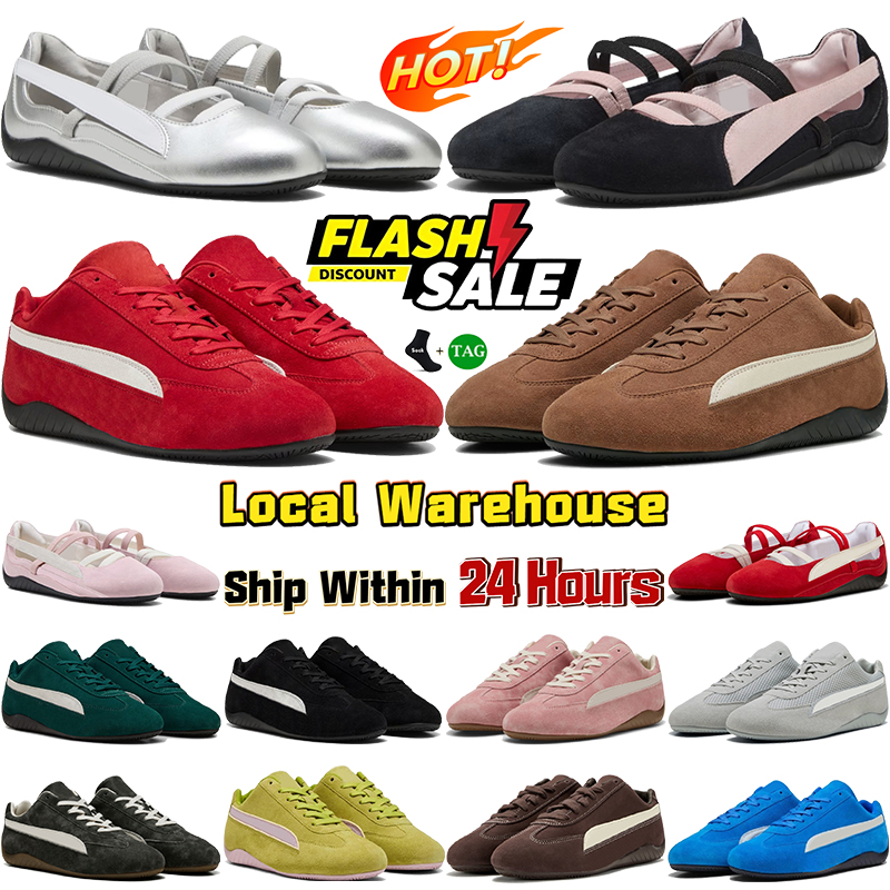 Free shipping US stocking womens designer shoes ballet flats trainers mens Speedcats sneakers Silver red white Black Satin Mauve Mist Driving shoes loafers EUR 36-45