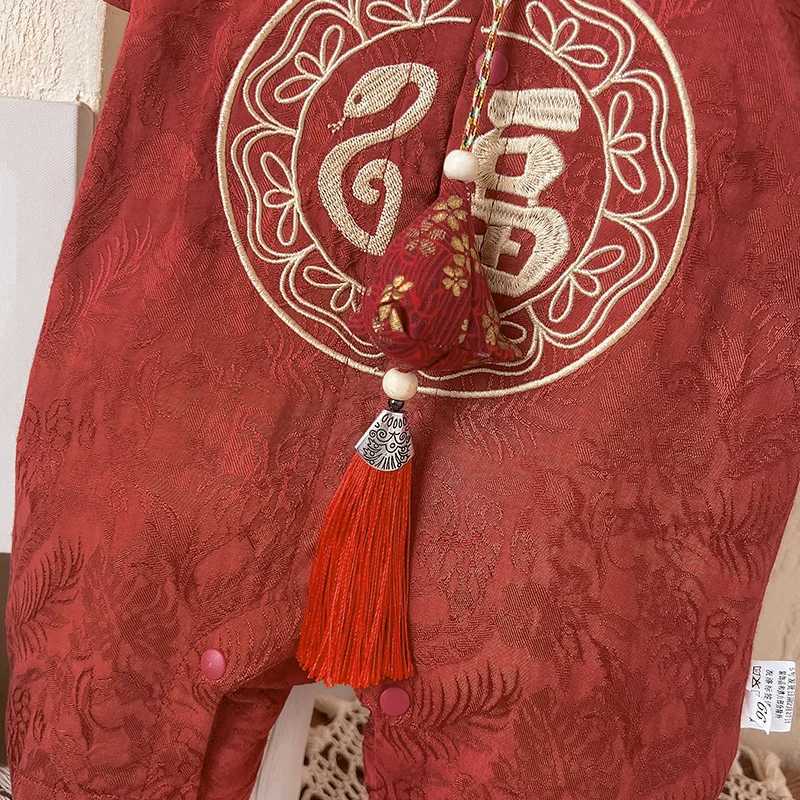 Summer Baby Boy Clothes 3 To 6 Months Chinese Style Embroidery Cute Red Birthday Sleeveless Jumpsuits Rompers Newborn Items B024 C251009