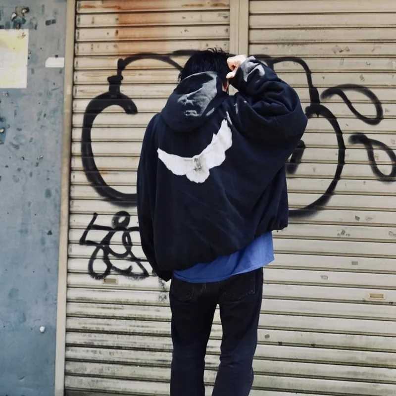 Hooded Sweatshirts Men Women Loose Casual Streetwear Peace Dove Wing Print DONDA PulloversXJ251009