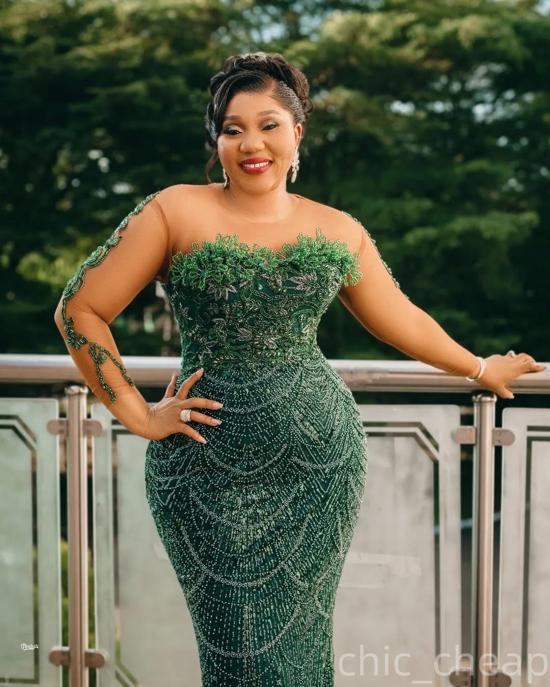 Sheath Dark Green Prom Dresses 2025 Florals Beaded Sheer Neck Sequined Evening Formal Party Second Birthday Engagement Gowns Plus Size Dress For Speci