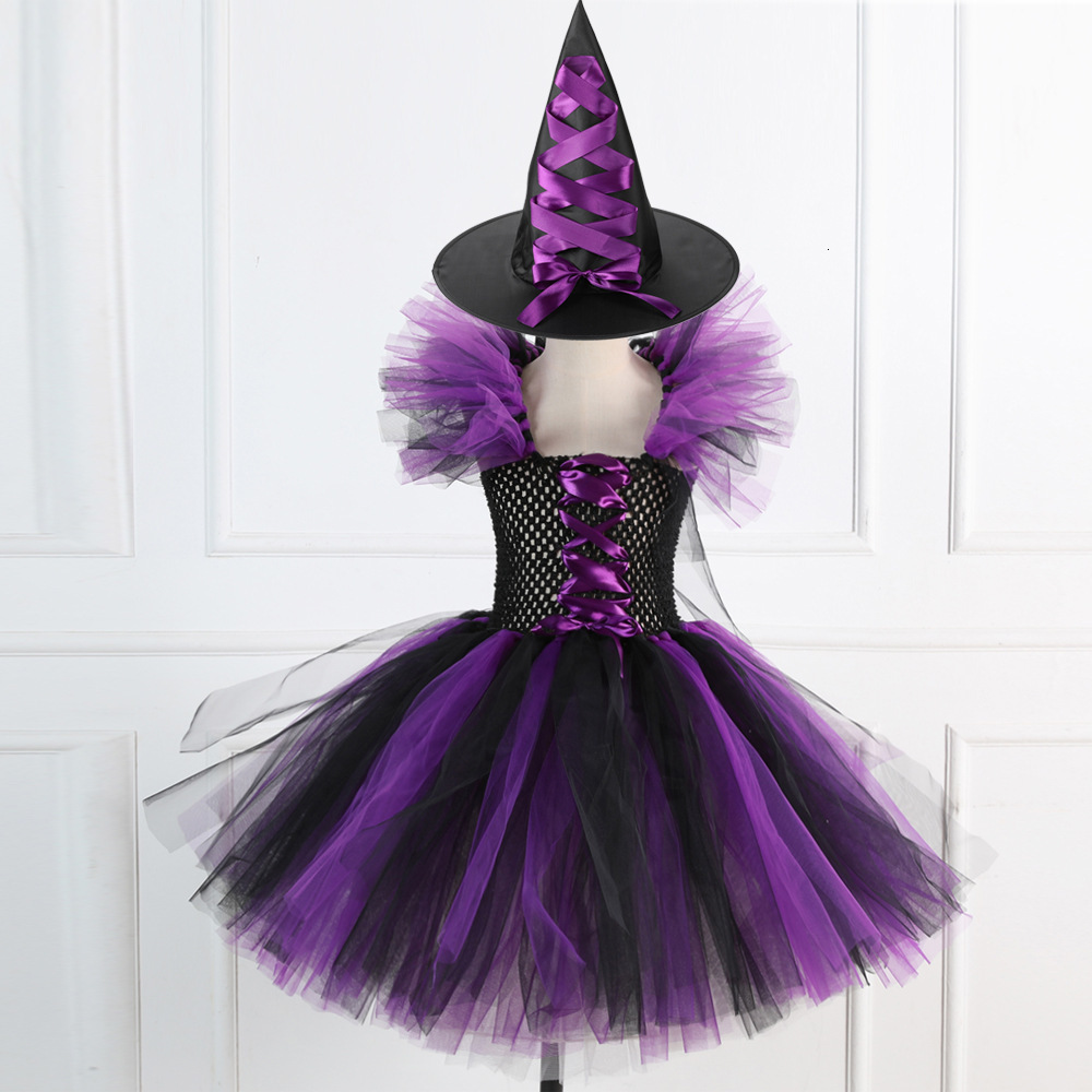 Halloween Childrens Witch Costume Puffy Skirt Girls Masquerade Tutu Skirt Performance Costume Girls Party Toddler Kids Pumpkin Carnival Evening Dresse