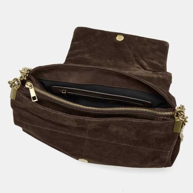 Womens Suede Shoulder Bag with Chains Vintage Quilted Sling Bag New Fashion Luxury Design Handbags for Ladies Z251009