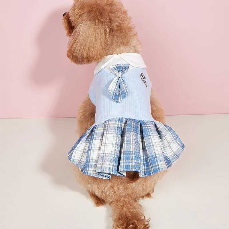 College Style Cute Pet Clothing Cats Dress for Small Dogs Cats Plaid Skirt Spring Clothes Cat Chihuahua Teddy Yorkshire Costume C251009