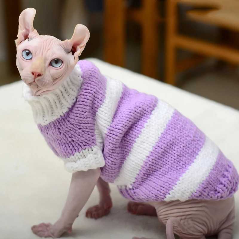 Cat Clothes Winter Warm Soft Dog Cat Handmade Sweater Sphynx Cat Cute Hoodie Clothing Sphinx Kitten Christmas Clothes For Cat C251009