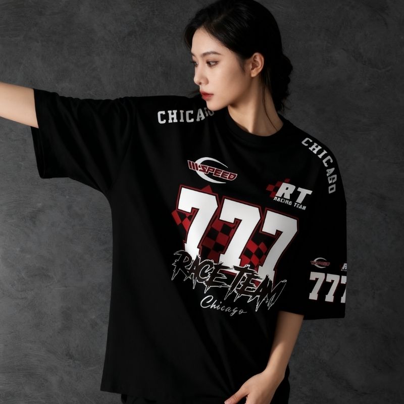 Unisex Streetwear Graphic Oversized T-Shirt - Chicago-Inspired Casual Sports Tee-21