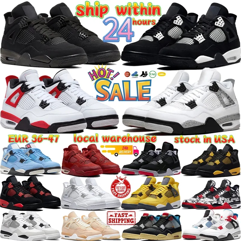 Designer shoes high 4 Basketball Shoes 4s mens local warehouse platform running sneaker stock in USA Red thunder Blue black white Green women casual trainer size 36-47