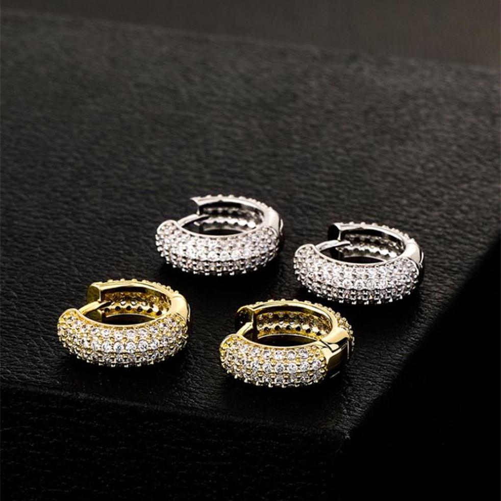 New Fashion Women Mens Earrings Hip Hop Diamond Hoops Earings Iced Out Bling CZ Rock Punk Round Wedding Gift12116562691