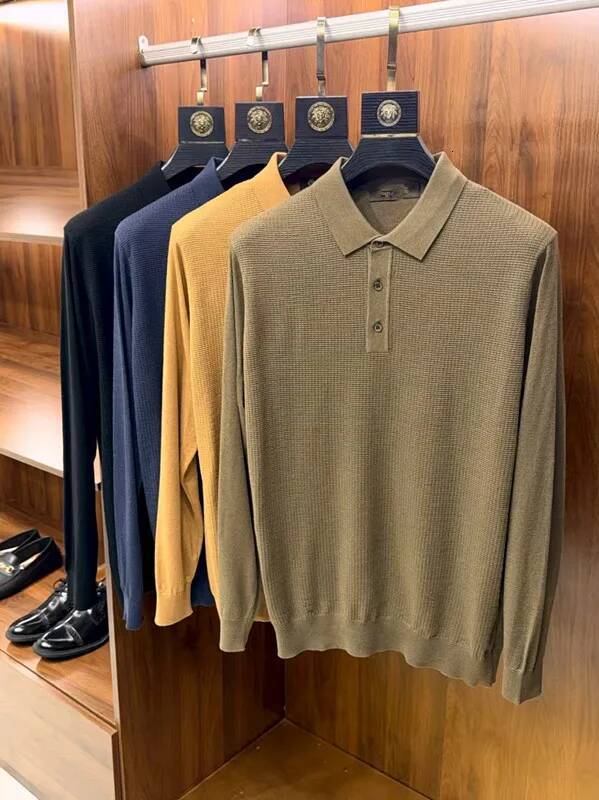 LP Italian Cashmere Mulberry Silk Haiou Neck Knitted Polo Shirt