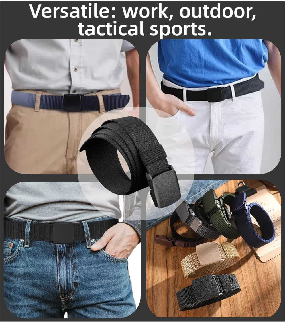 Mens Tactical Nylon Belt AdjustabLE NoMetal Quick ReLEase Airport Friendly Work Outdoor Use W251009