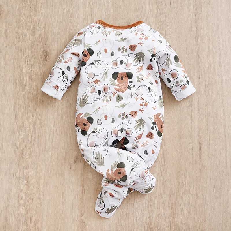 Baby Clothes Cute Cartoon Koala Comfortable Soft Boy And Girl Spring And Autumn Long Sleeved Baby Bag Foot Jumpsuit 2Piece Set C251009
