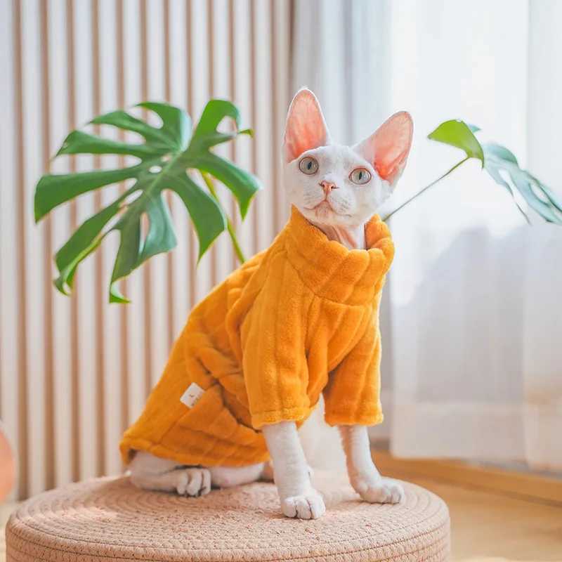 New Fashion Sphynx Cat Clothing Pet Costume Hairless Cats Plush Pullover Sweater Jacket Winter Thickening Warm Coat Outwear C251009
