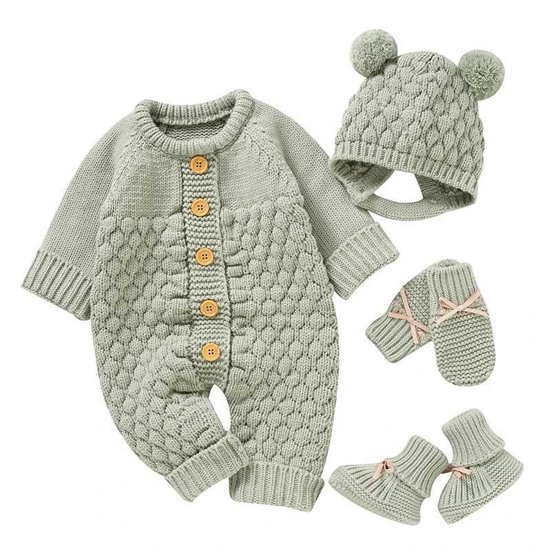 Baby Rompers Clothes Autumn Winter Knitted Newborn Boys Girls Solid Plain Jumpsuits Fashion Solid Plain Toddler Kids Unisex Wear C251009