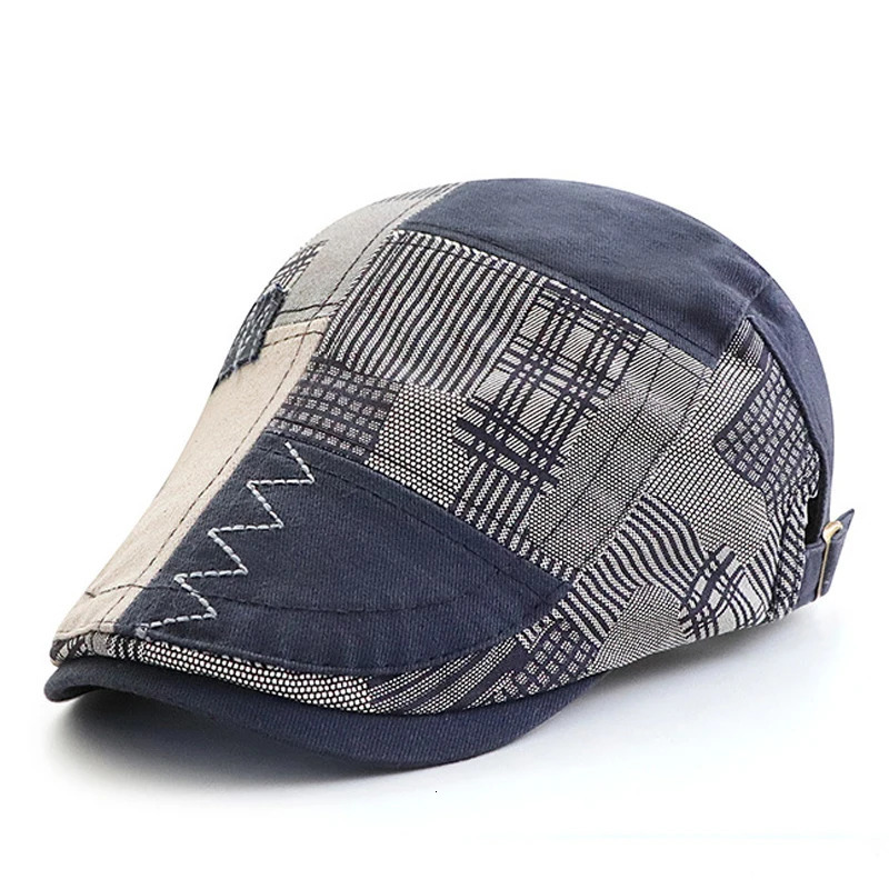 Beret Hat Men Retro sboy Cap Patchwork Plaid Herringbone Flat Peaked Cap Women Driving Cabbie Gatsby Hat Casquette 251008