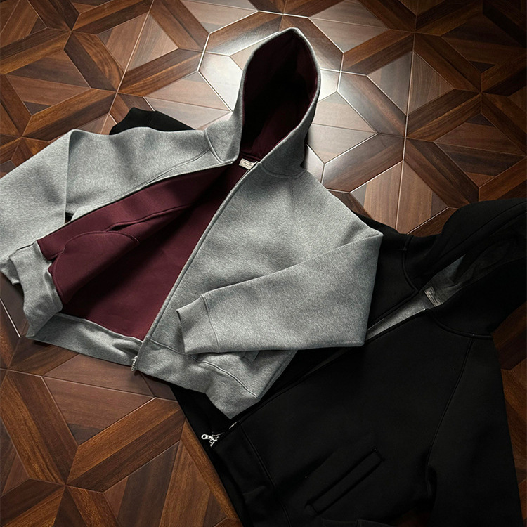 Designer Shirt American Style Air Layer Short Hooded Designer Hoodie Sweatshirt For Men Spring And Autumn Heavyweight Boxy Fit Imperial Red Inner Card