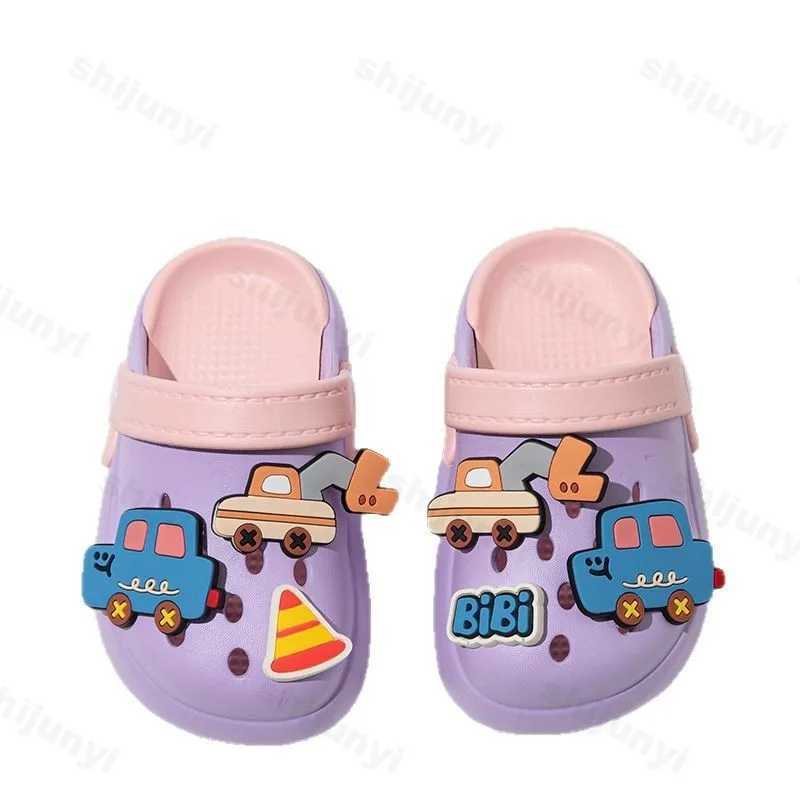 Summer Childrens Slippers Cartoon Car Boys Girls Outdoor Beach Shoes Fashion Comfortable EVA Clogs Kids Toddler Garden Sandals J251027